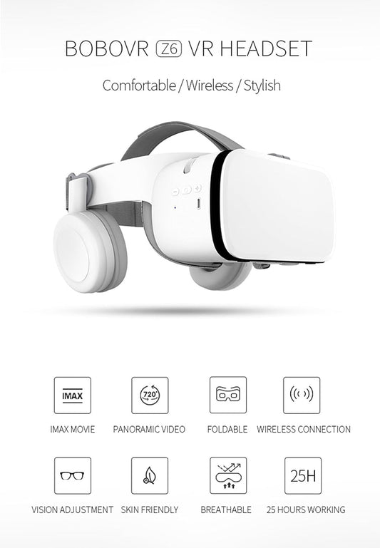 VR Headset for Phone, Virtual Reality Glasses with Headphones