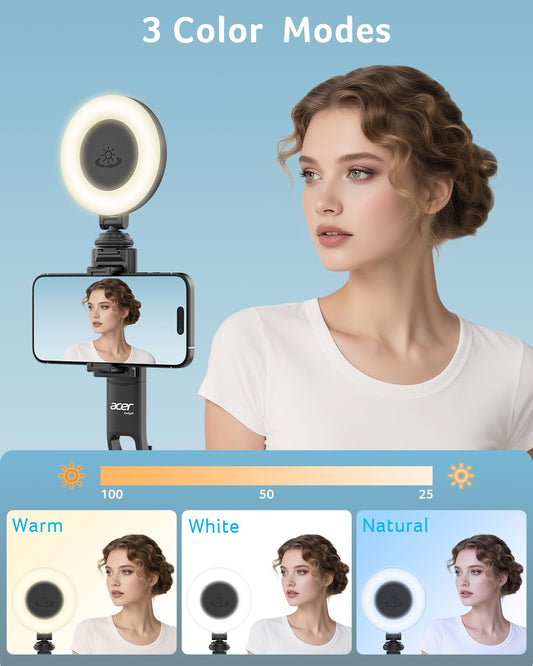 360° AI Face Tracking Tripod with Ring Light