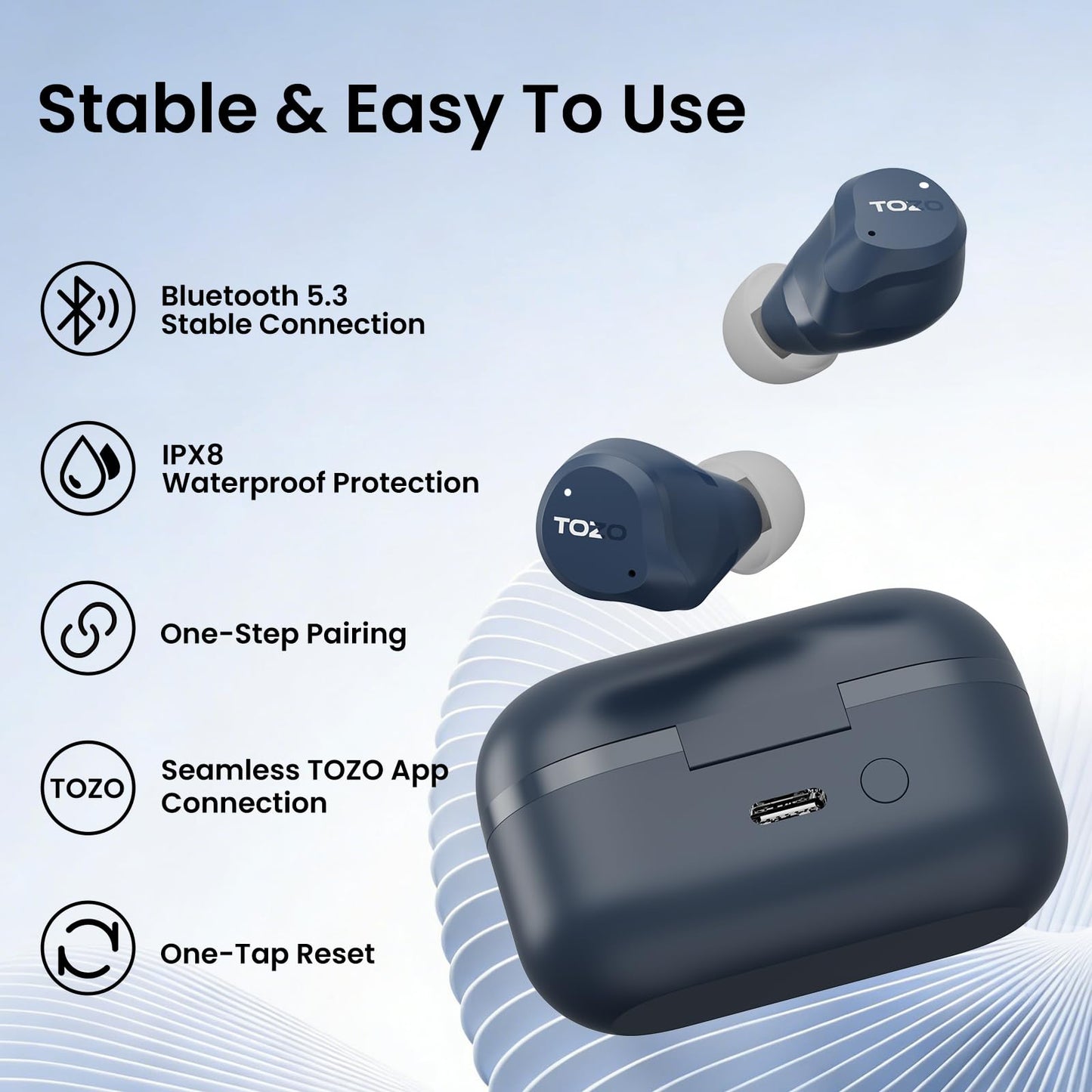 TOZO NC9 Hybrid Active Noise Cancelling Wireless Earbuds