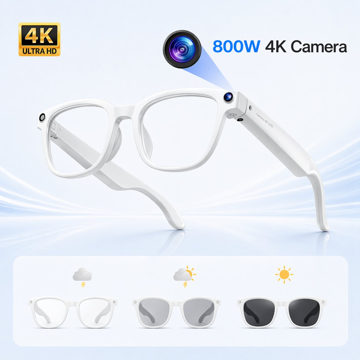 AI Smart Camera Glasses with AR Navigation, Real-Time Translation