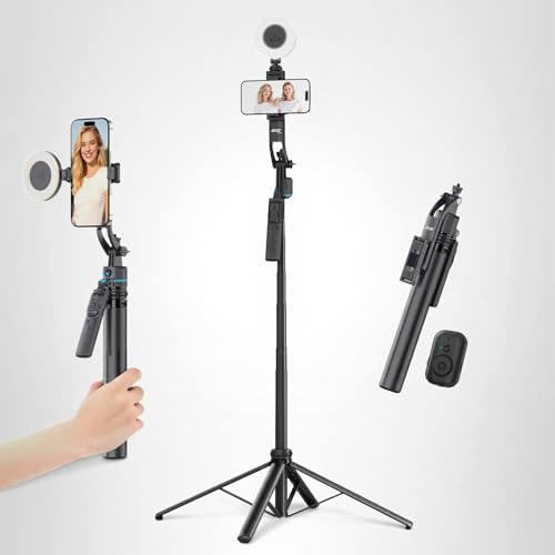 360° AI Face Tracking Tripod with Ring Light