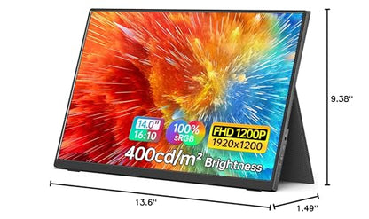 MNN Portable Monitor 15.6inch FHD 1080P USB C HDMI Gaming Ultra-Slim