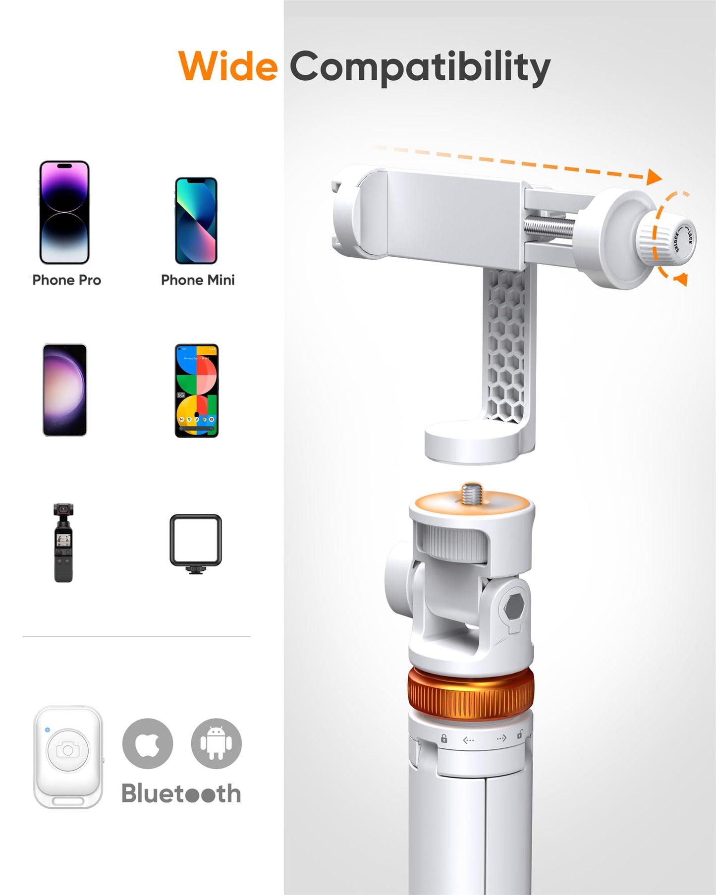 EUCOS 62" Phone Tripod, Tripod for Phone & Selfie Stick with Remote