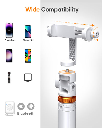 EUCOS 62" Phone Tripod, Tripod for Phone & Selfie Stick with Remote
