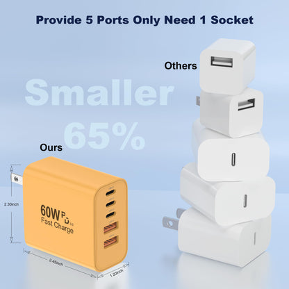 Multi-Port USB Charger Block (5 Ports)