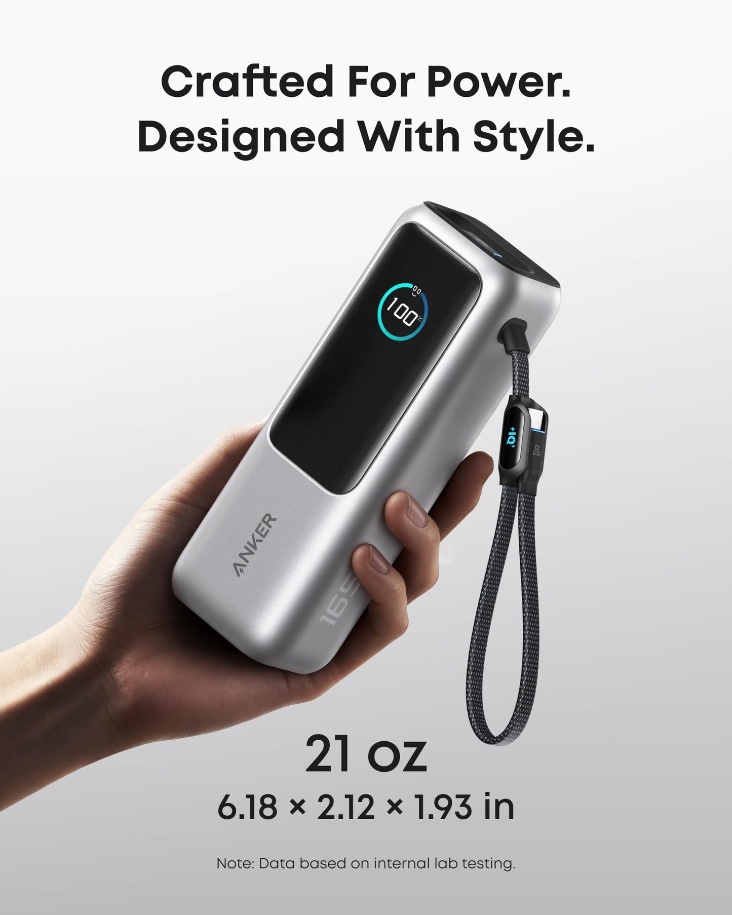 25000mAh High-Speed Power Bank with Built-In Cables
