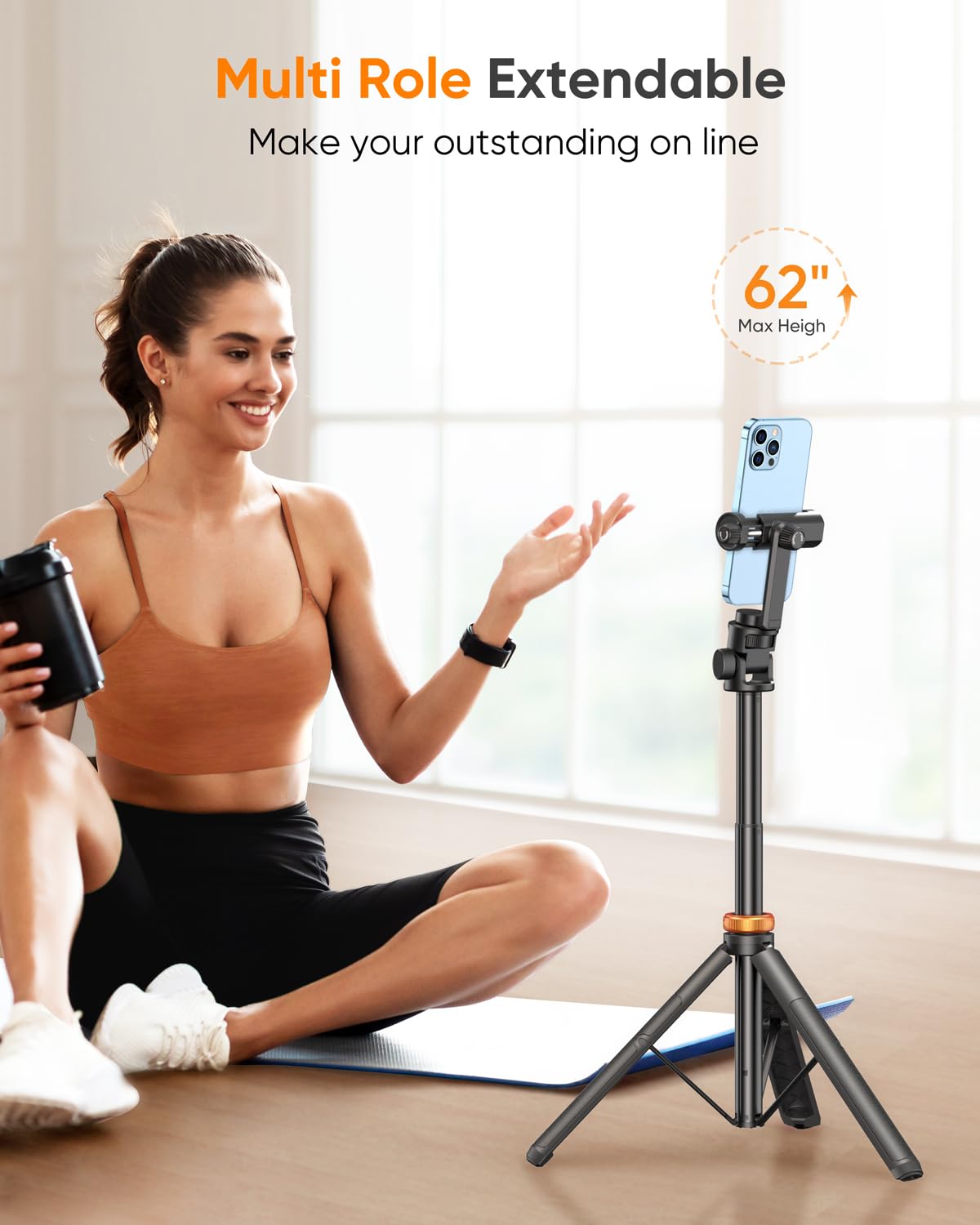 EUCOS 62" Phone Tripod, Tripod for Phone & Selfie Stick with Remote