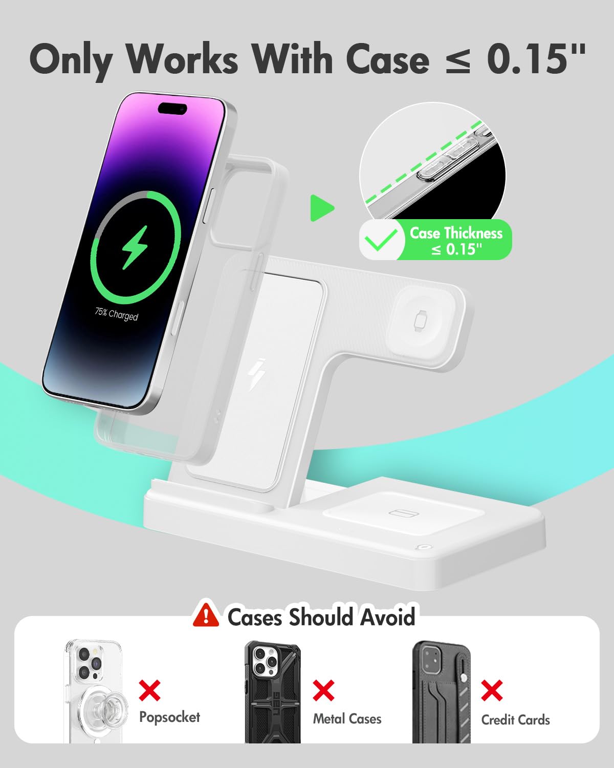 Wireless Phone Charging Station: 3 in 1 Charger Stand Multiple Devices