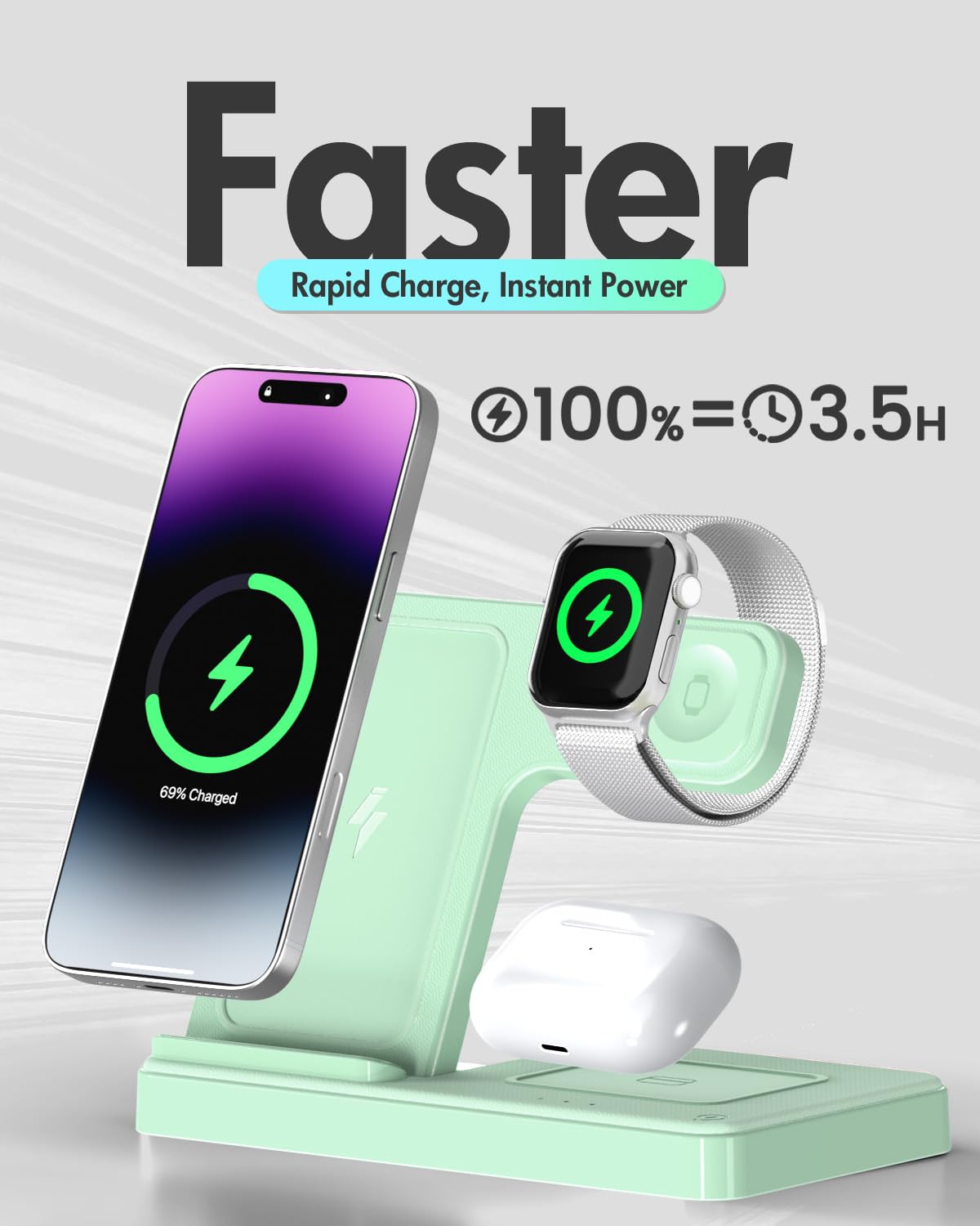 Wireless Phone Charging Station: 3 in 1 Charger Stand Multiple Devices