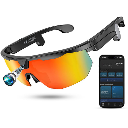 Mingtawn Smart Glasses with 4K HD Anti-Shake Camera & 3D Stereo Speakers