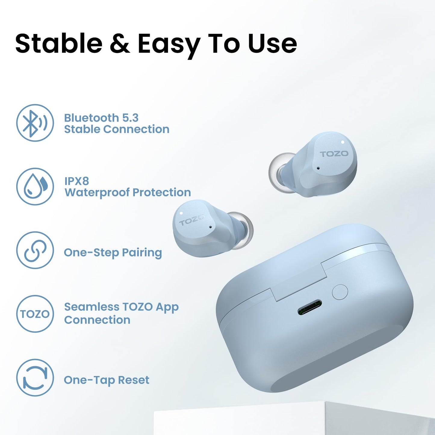 TOZO NC9 Hybrid Active Noise Cancelling Wireless Earbuds