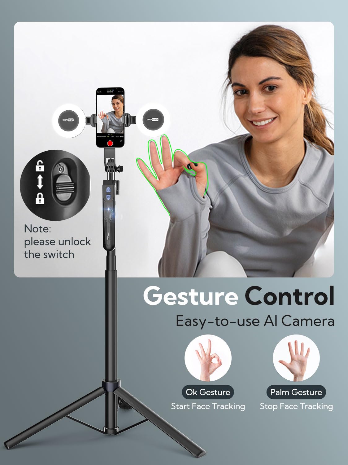 AI Face Tracking Phone Tripod