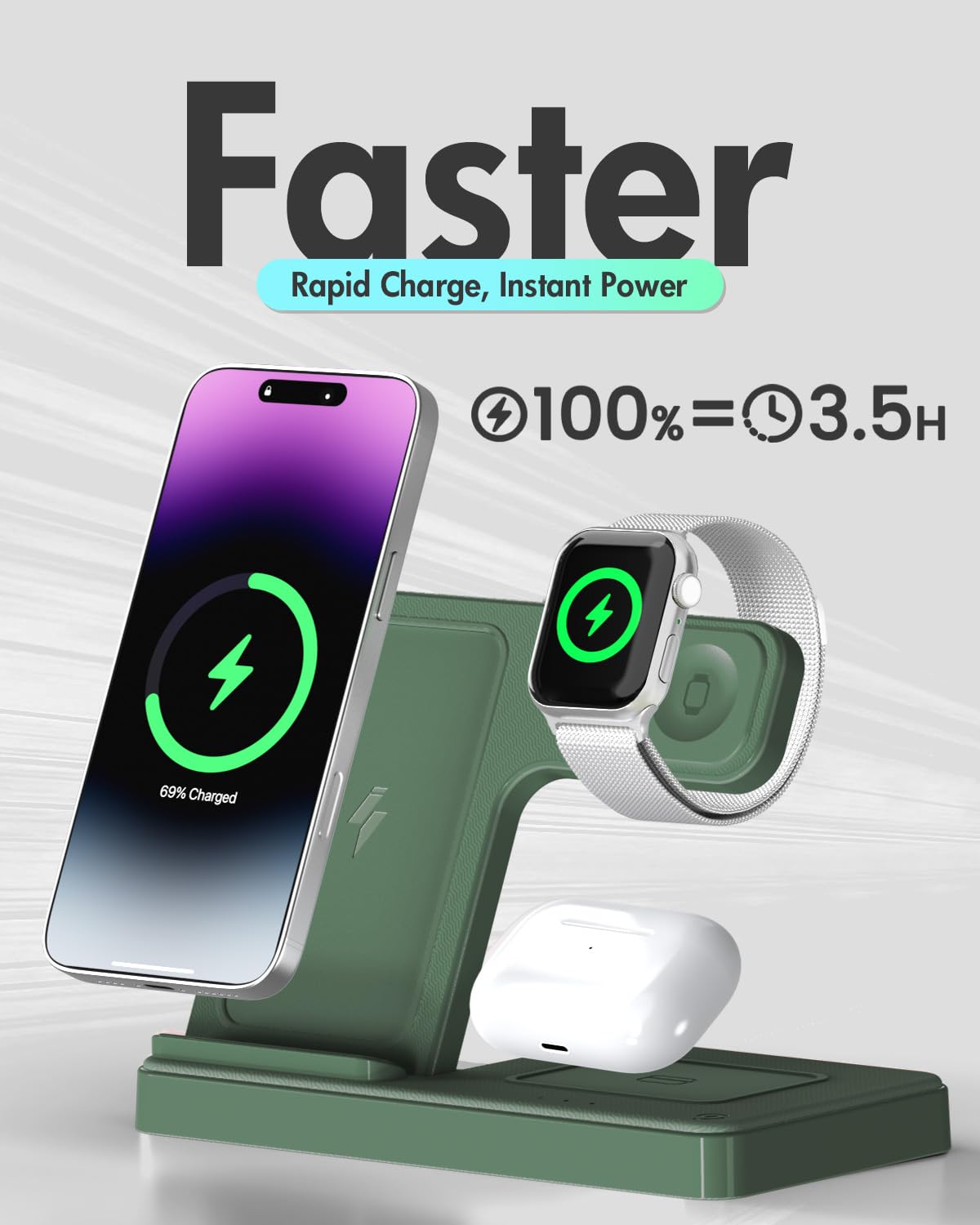 Wireless Phone Charging Station: 3 in 1 Charger Stand Multiple Devices