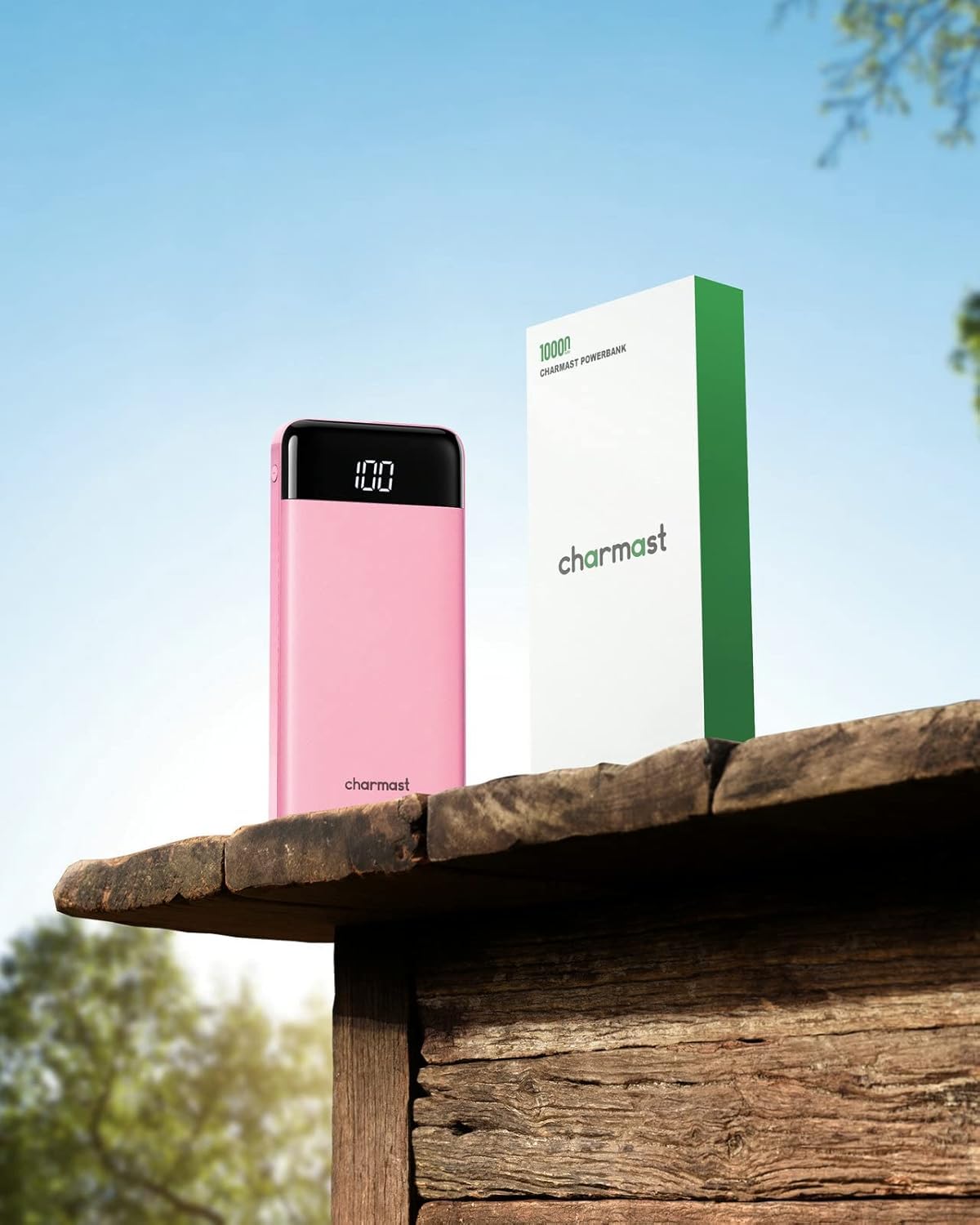 Slim 10000mAh Power Bank with Built-in Cables
