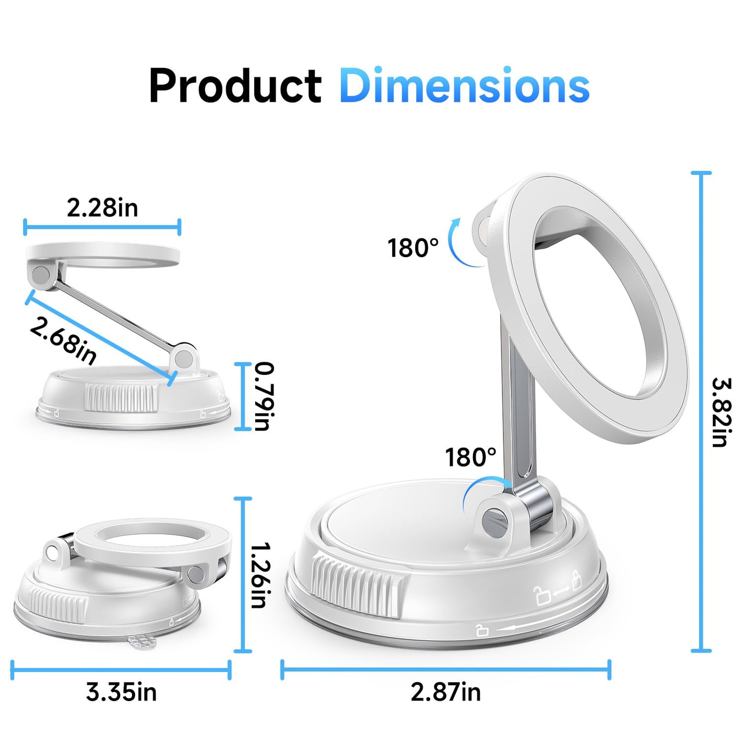 ANDERY Car Phone Holder for Magsafe 360° Adjustable Car Phone Mount