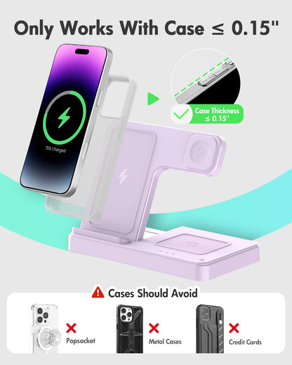 Wireless Phone Charging Station: 3 in 1 Charger Stand Multiple Devices