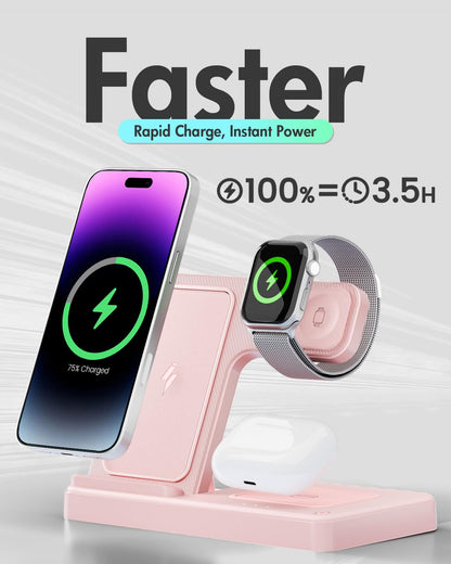 Wireless Phone Charging Station: 3 in 1 Charger Stand Multiple Devices