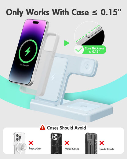 Wireless Phone Charging Station: 3 in 1 Charger Stand Multiple Devices