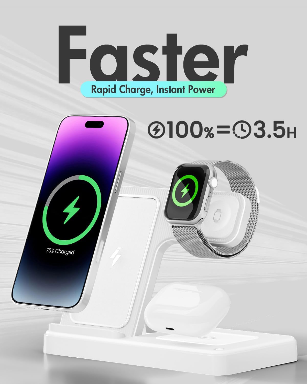 Wireless Phone Charging Station: 3 in 1 Charger Stand Multiple Devices