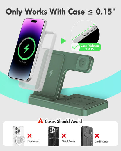 Wireless Phone Charging Station: 3 in 1 Charger Stand Multiple Devices