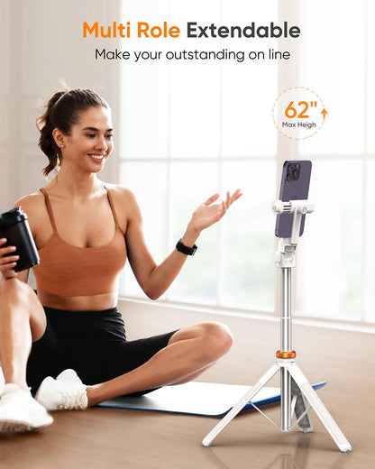 EUCOS 62" Phone Tripod, Tripod for Phone & Selfie Stick with Remote