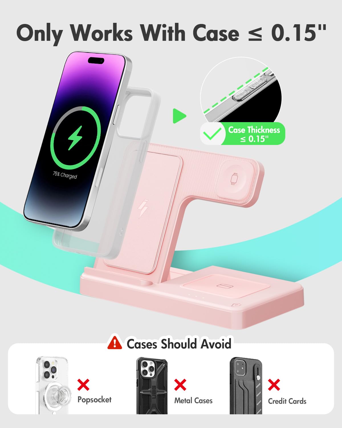 Wireless Phone Charging Station: 3 in 1 Charger Stand Multiple Devices