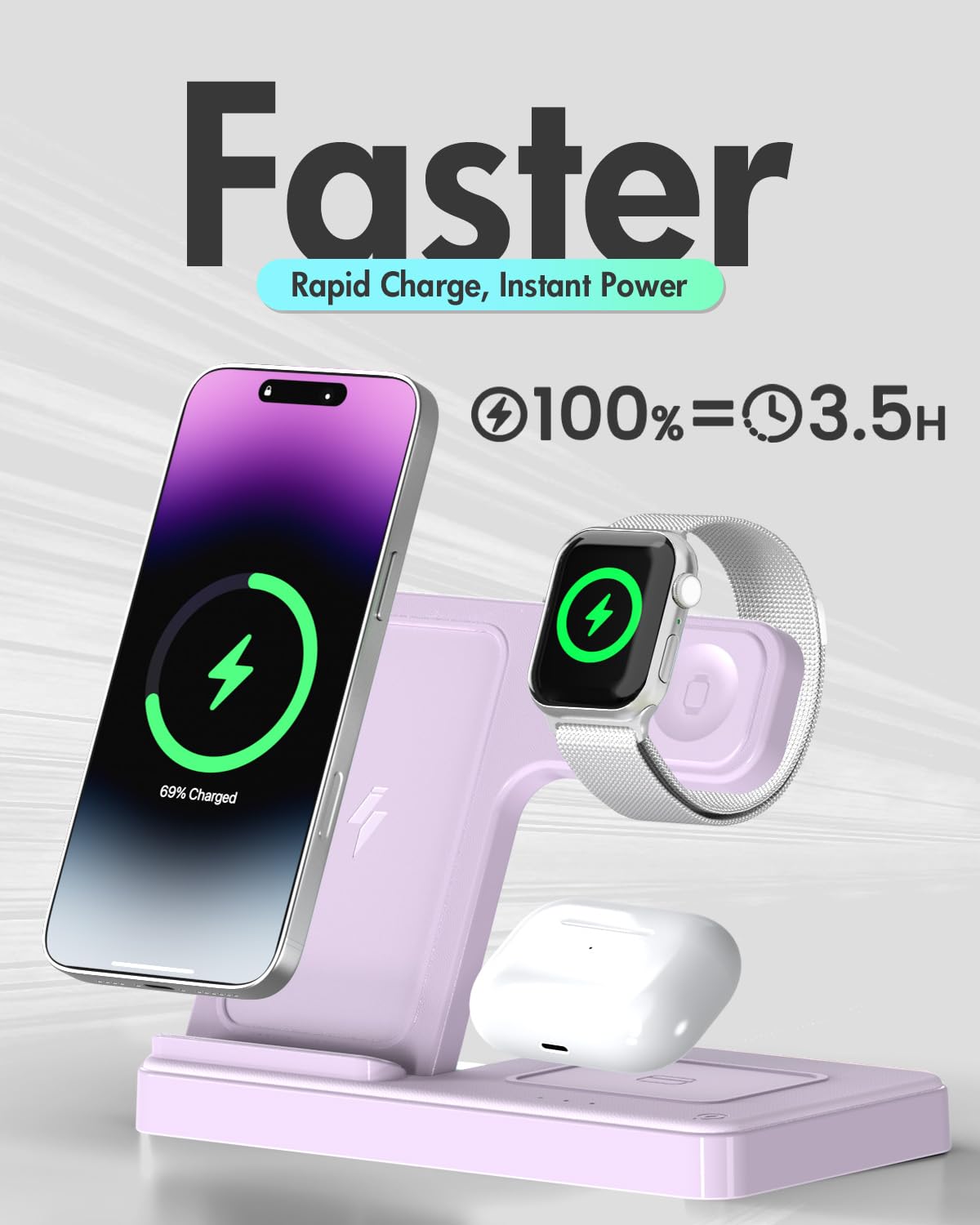 Wireless Phone Charging Station: 3 in 1 Charger Stand Multiple Devices