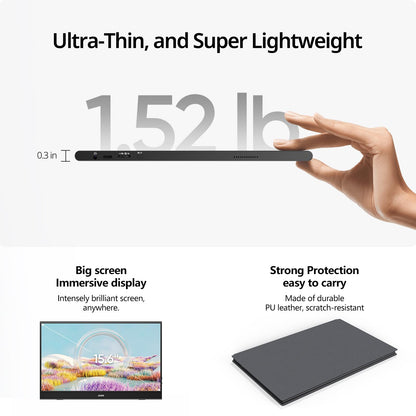 MNN Portable Monitor 15.6inch FHD 1080P USB C HDMI Gaming Ultra-Slim