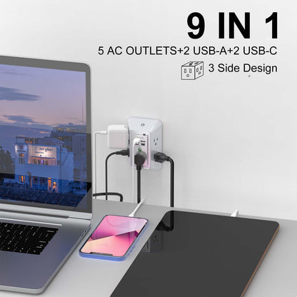 Wall Outlet Extender with USB &amp; Surge Protection