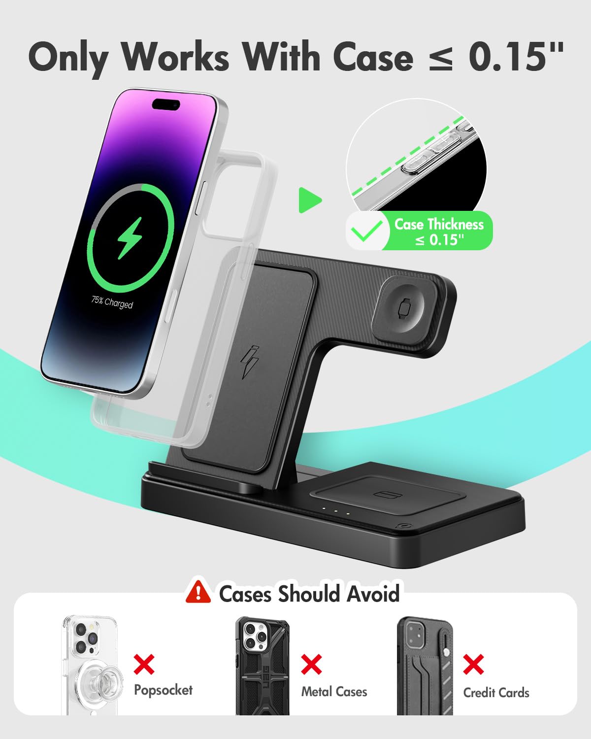 Wireless Phone Charging Station: 3 in 1 Charger Stand Multiple Devices