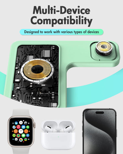 Wireless Phone Charging Station: 3 in 1 Charger Stand Multiple Devices