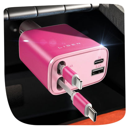 LISEN Retractable Car Charger, Gifts for Him Her, 84W Car Adapter USB C Fast Charger