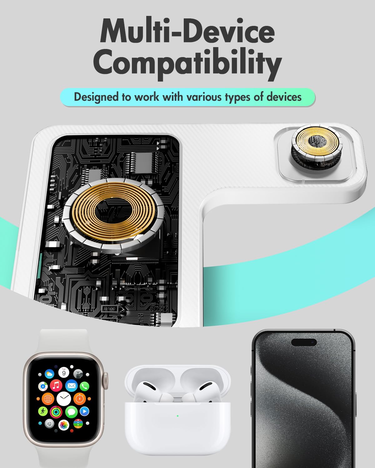 Wireless Phone Charging Station: 3 in 1 Charger Stand Multiple Devices
