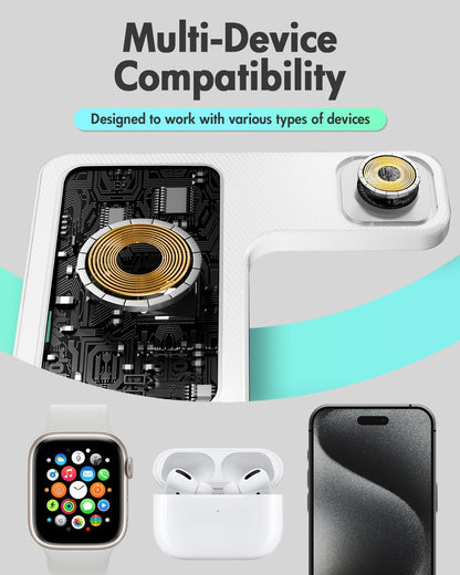 Wireless Phone Charging Station: 3 in 1 Charger Stand Multiple Devices
