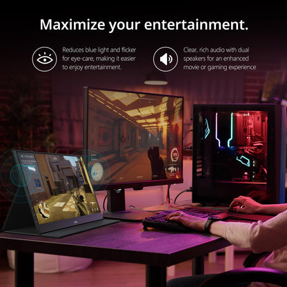 MNN Portable Monitor 15.6inch FHD 1080P USB C HDMI Gaming Ultra-Slim