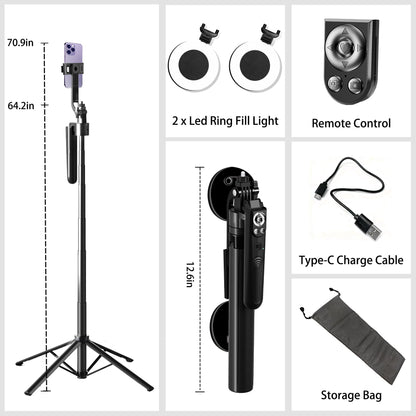 360° AI Face Tracking Tripod with Ring Lights