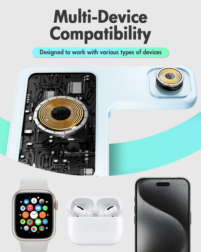 Wireless Phone Charging Station: 3 in 1 Charger Stand Multiple Devices