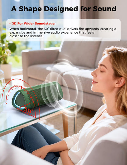 Bluetooth Speaker with HD Sound, Portable Wireless, IPX5 Waterproof