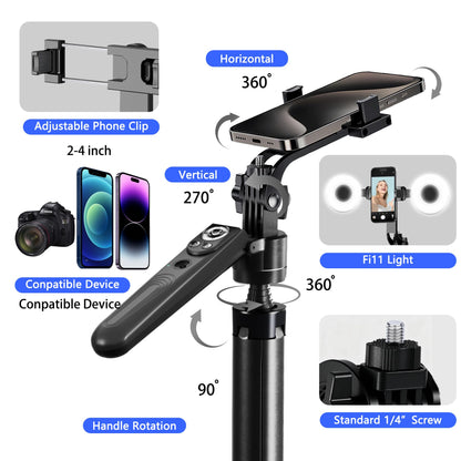 360° AI Face Tracking Tripod with Ring Lights