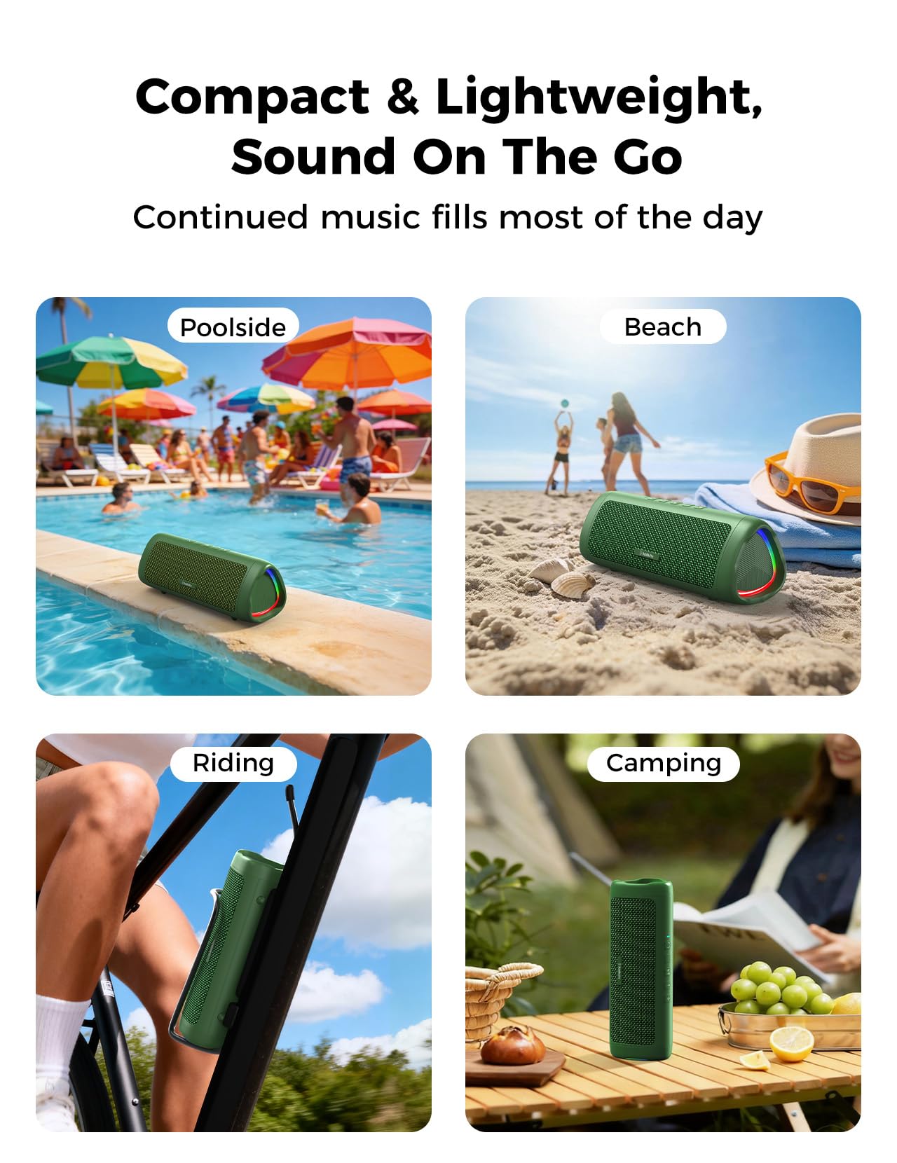 Bluetooth Speaker with HD Sound, Portable Wireless, IPX5 Waterproof