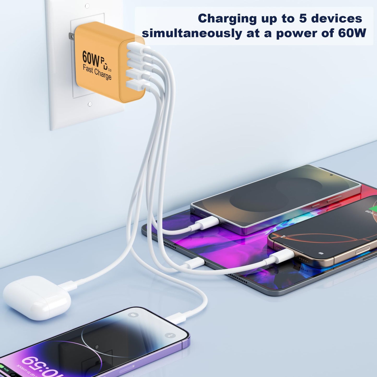 Multi-Port USB Charger Block (5 Ports)