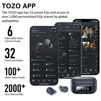 TOZO NC9 Hybrid Active Noise Cancelling Wireless Earbuds