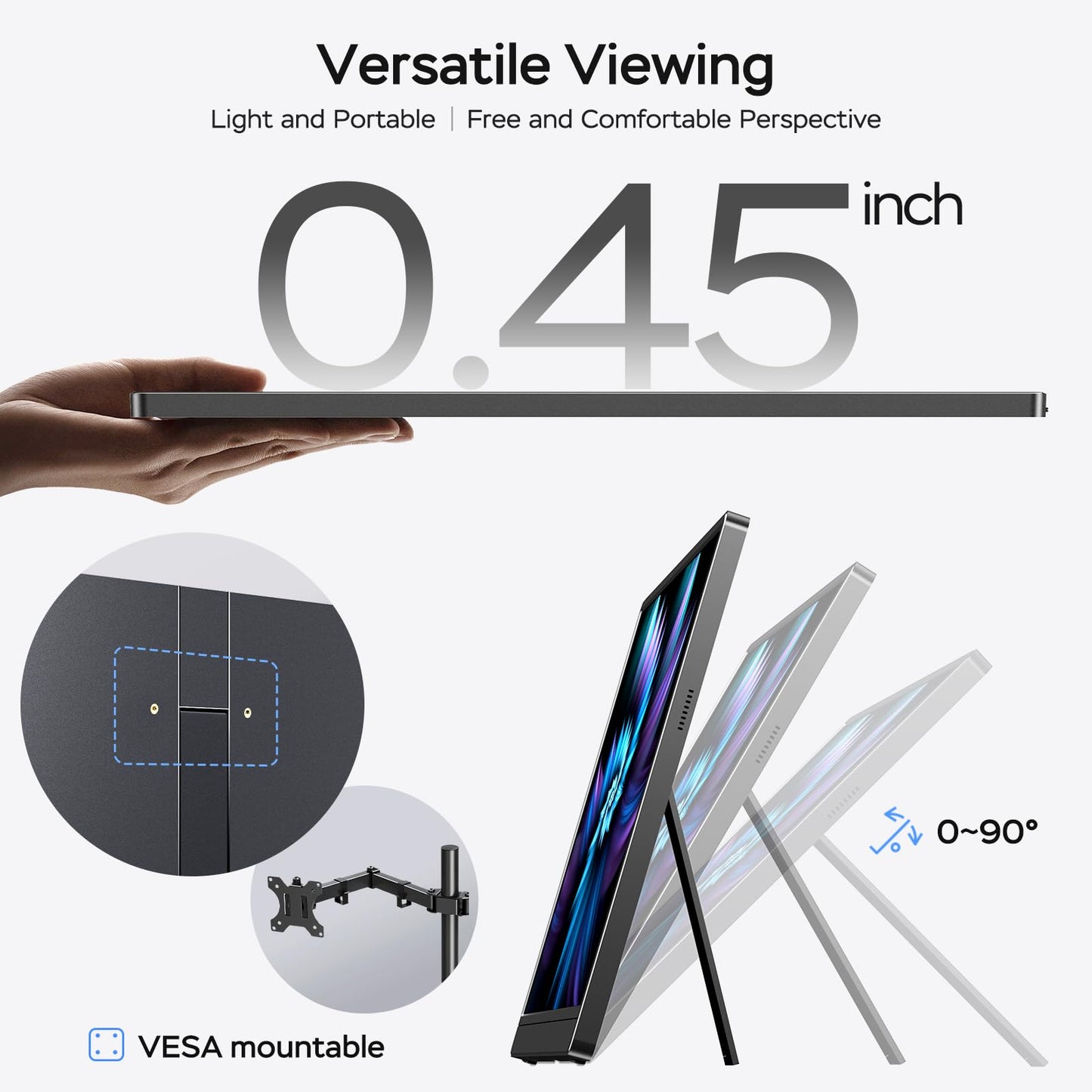 MNN Portable Monitor 15.6inch FHD 1080P USB C HDMI Gaming Ultra-Slim