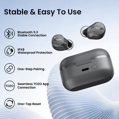 TOZO NC9 Hybrid Active Noise Cancelling Wireless Earbuds