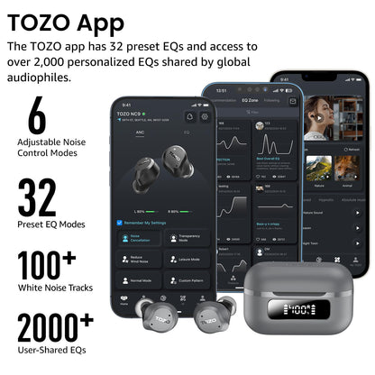 TOZO NC9 Hybrid Active Noise Cancelling Wireless Earbuds