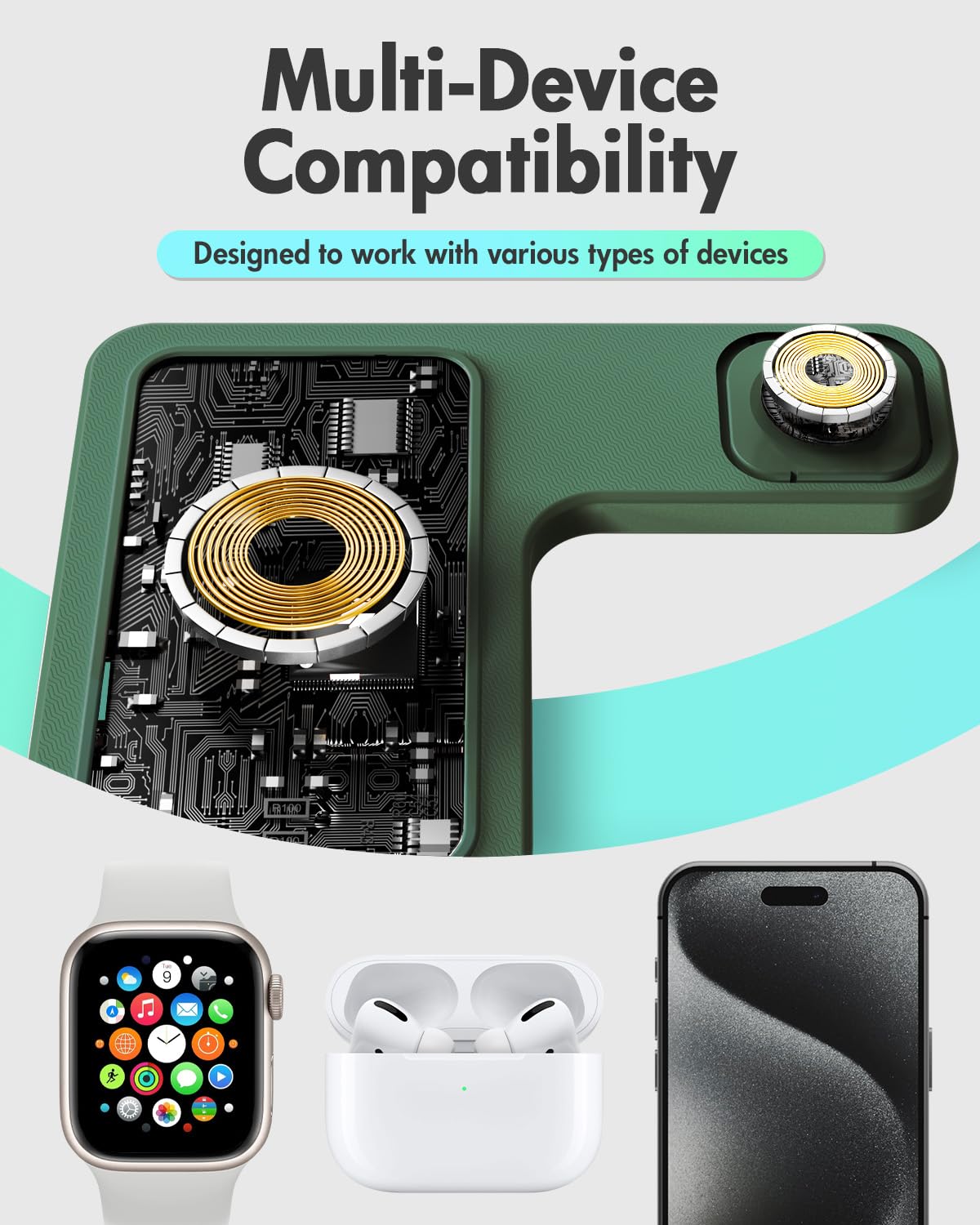 Wireless Phone Charging Station: 3 in 1 Charger Stand Multiple Devices