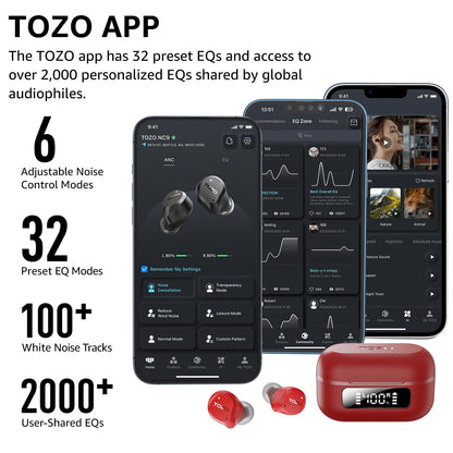 TOZO NC9 Hybrid Active Noise Cancelling Wireless Earbuds