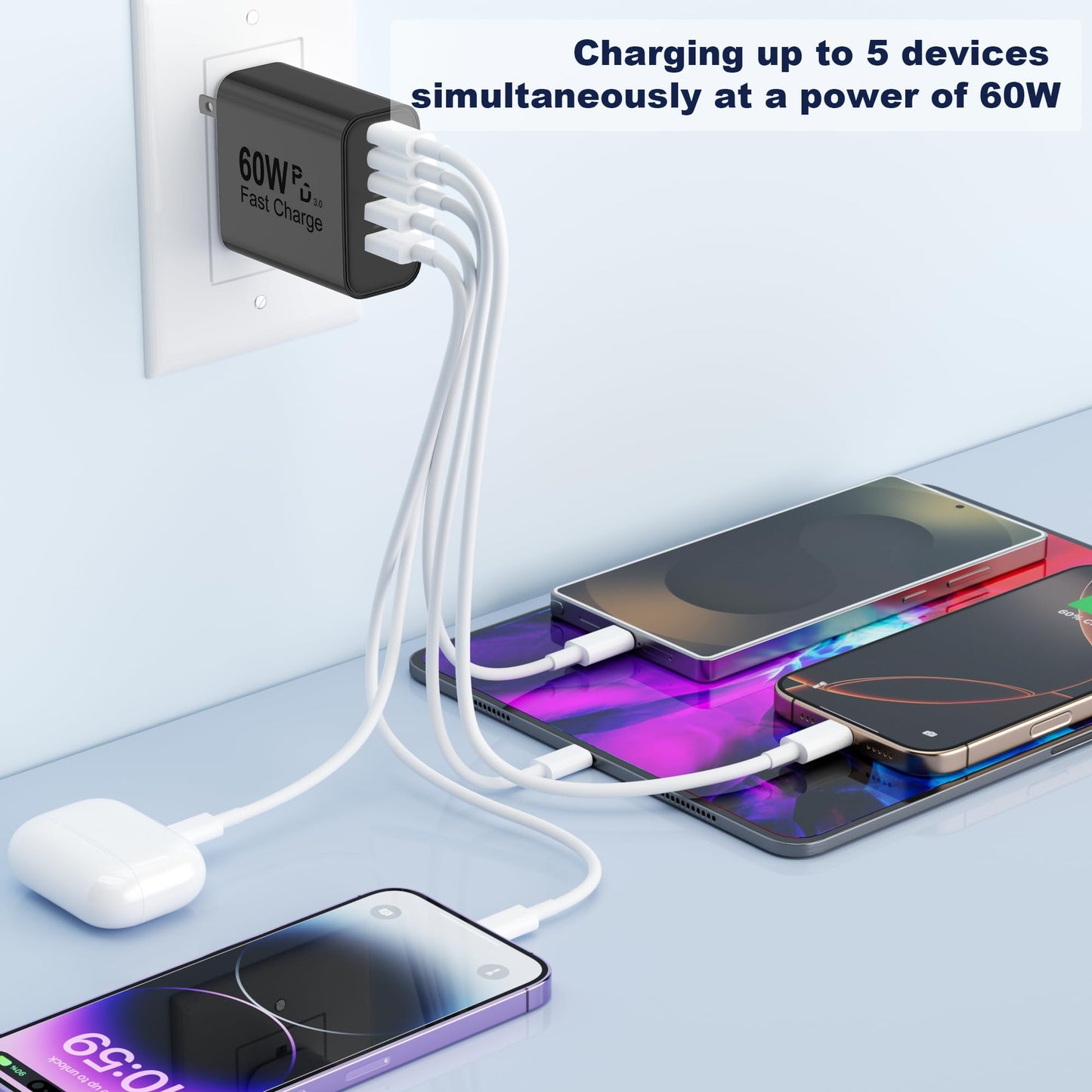 Multi-Port USB Charger Block (5 Ports)