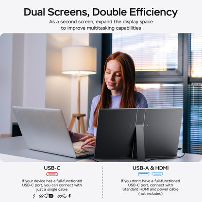 MNN Portable Monitor 15.6inch FHD 1080P USB C HDMI Gaming Ultra-Slim