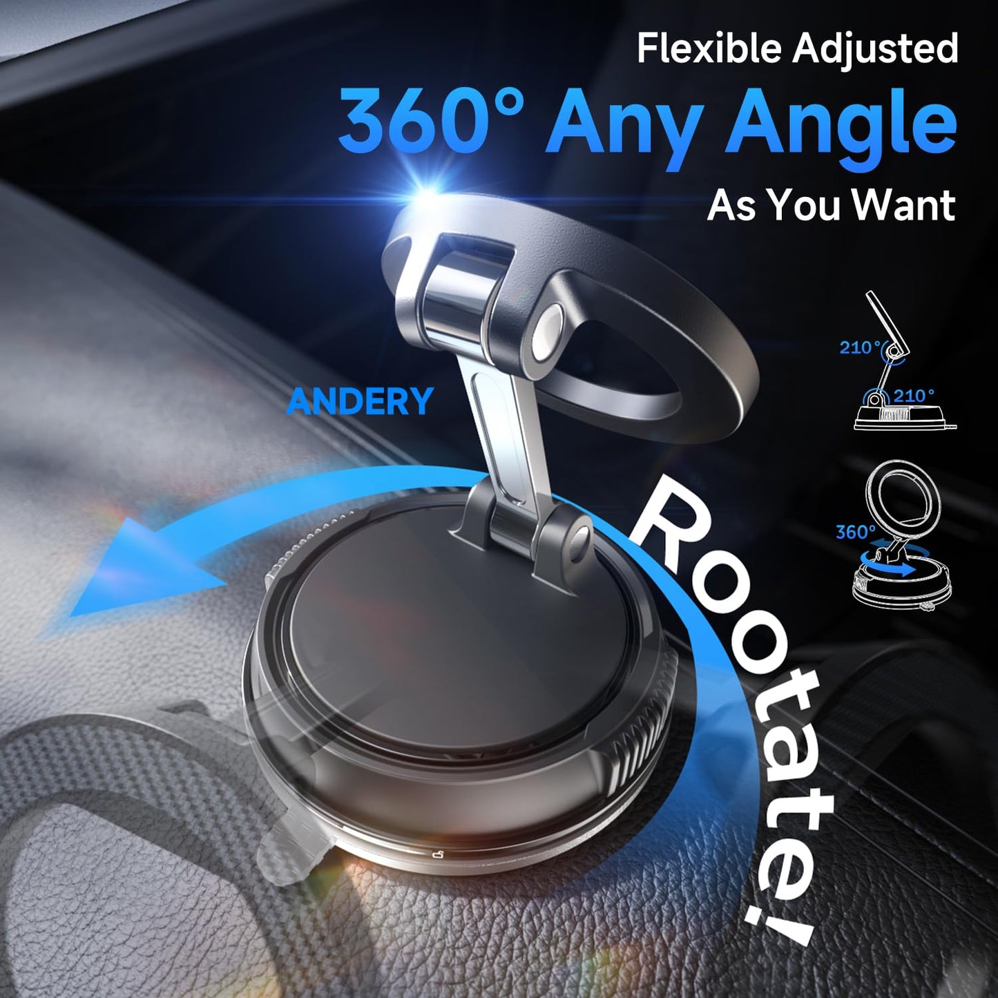 ANDERY Car Phone Holder for Magsafe 360° Adjustable Car Phone Mount